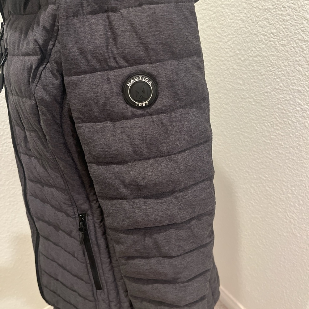 NAUTICA Women's Charcoal Hooded Puffer Coat - Picture 3 of 6